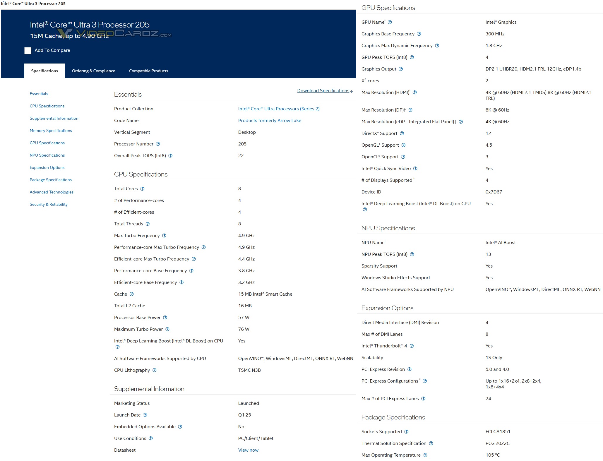 Intel Core Ultra 3 205