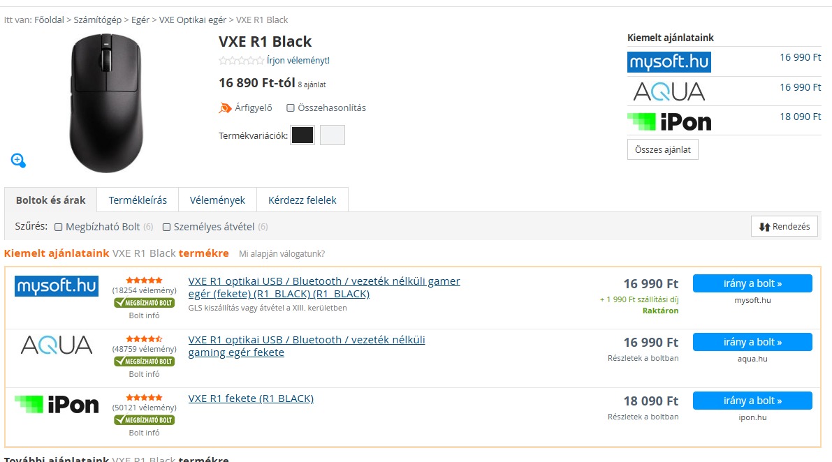 VXE R1 az Árukeresőn