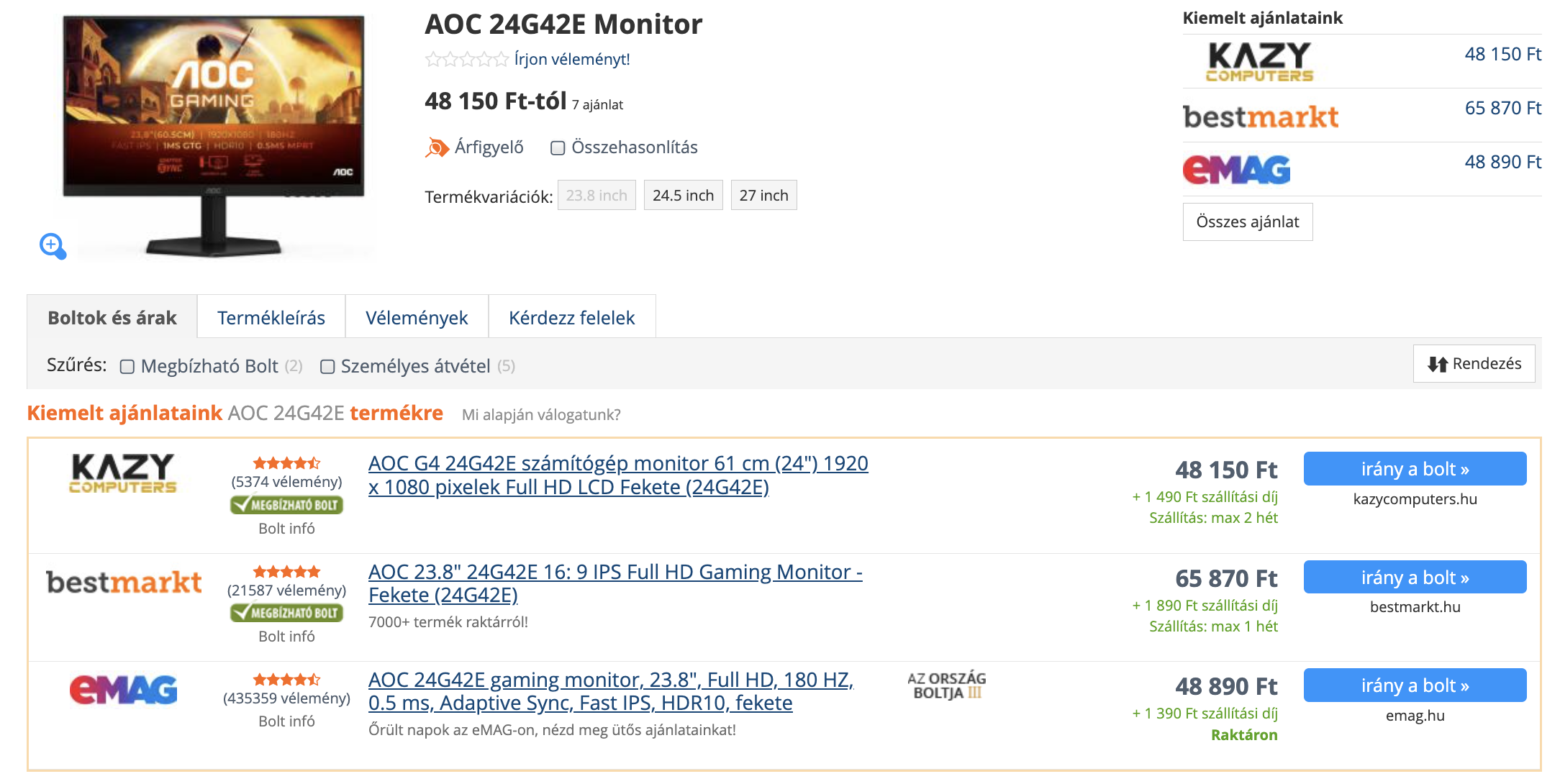 50 ezer forint alatt vihető az AOC gamer monitora