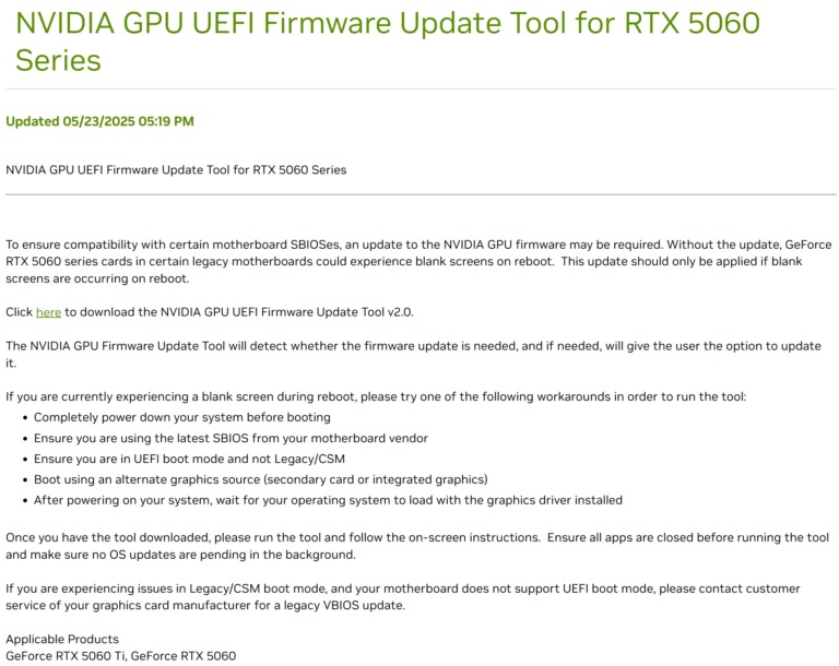 Az Nvidia utasításai egyértelműek