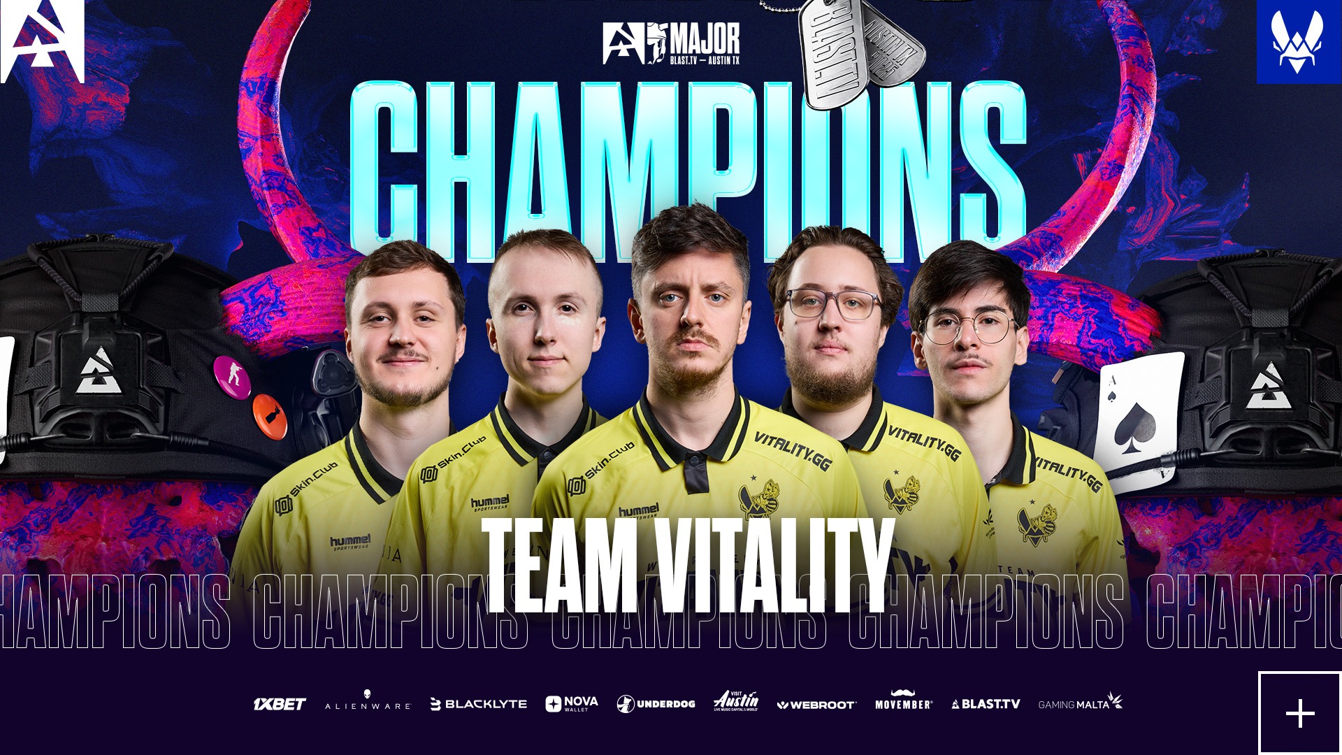 Team Vitality players during a CS2 major match