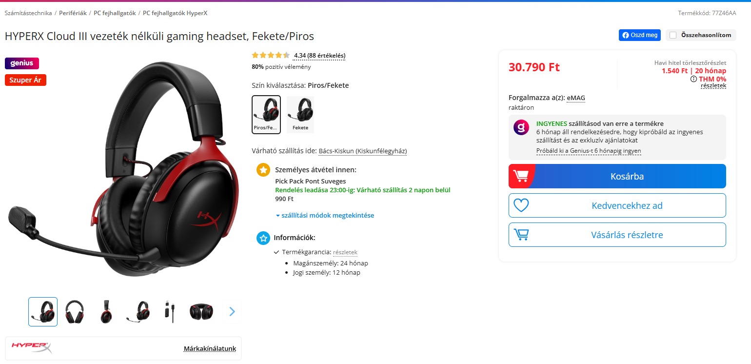 HyperX Cloud III gamer headset