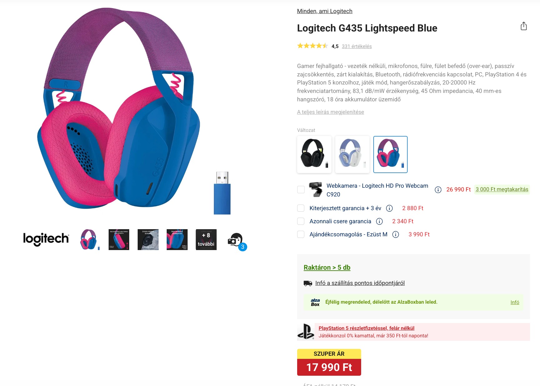 A gamer fejhallgató az Alzánál a legolcsóbb szeptember 19-én