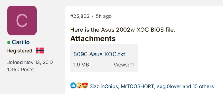 Nvidia RTX 5090 vBIOS az OverClock.Net weboldalán