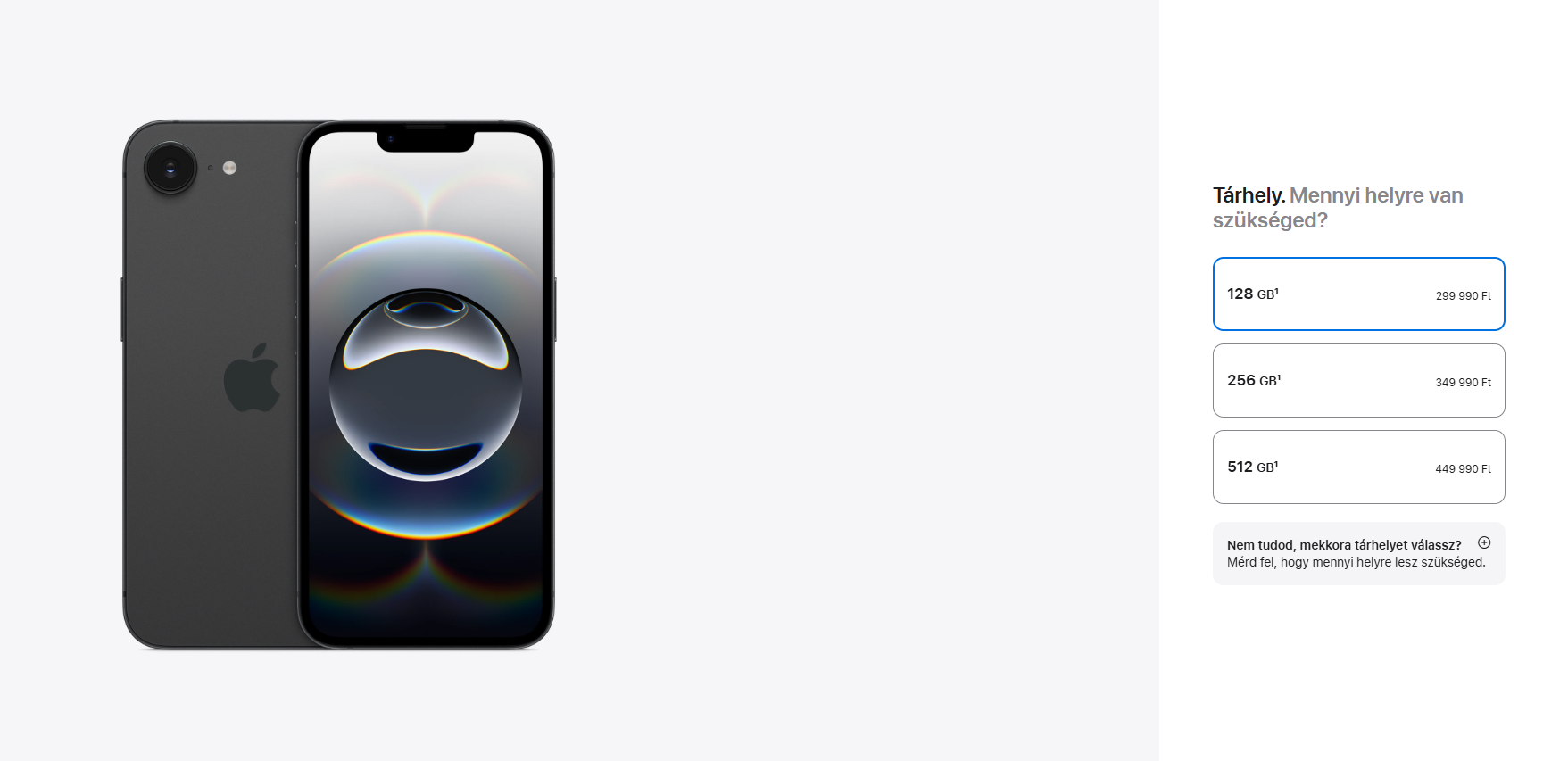 iPhone 16e az Apple weboldalán