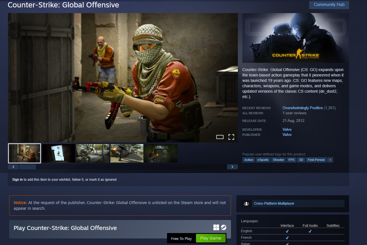 Hihetetlen, de 3 év után visszatért a CS:GO a Steam felületére