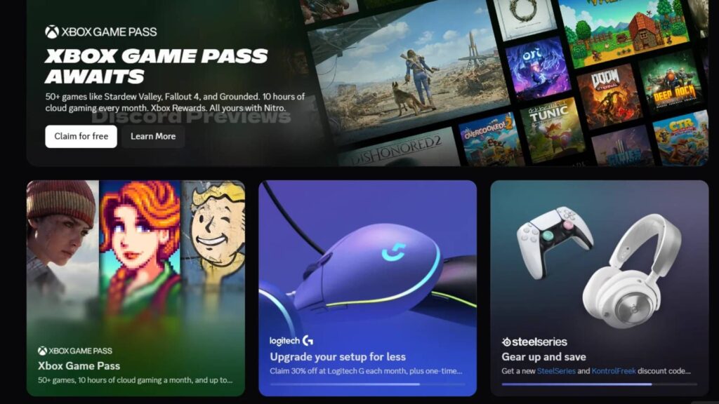 Úgy tűnik, az Xbox Game Pass elérhető lesz Discord Nitro előfizetéssel